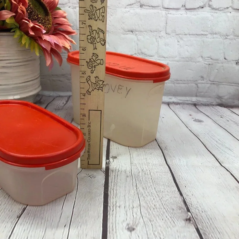 Tupperware modular mates oval 1 and 2 red food storage